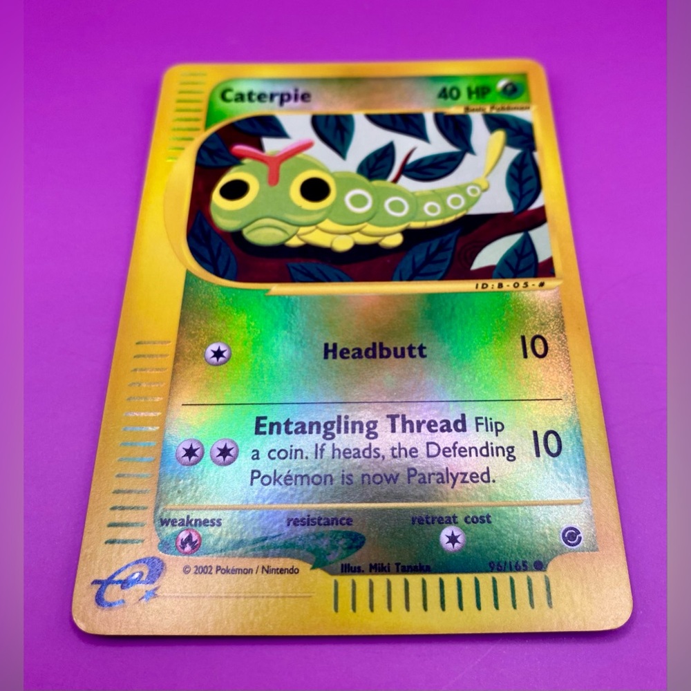 POKÉMON CATERPIE CARD; 96/165; Reverse Holo  Expedition Base; UNTOUCHED;